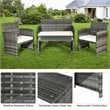 Costway 4 Pieces Patio Furniture Set with Cushion Seat in Mix Gray