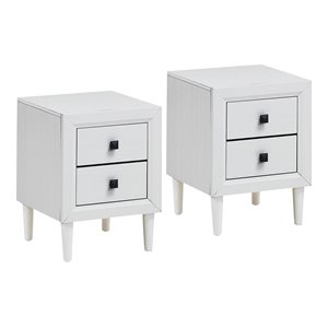 costway contemporary engineered wood nightstands in white (set of 2)