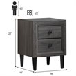 Costway MDF and Rubber Wood Nightstands with 2 Drawers in Gray (Set of 2)