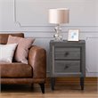 Costway MDF and Rubber Wood Nightstands with 2 Drawers in Gray (Set of 2)