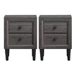 Costway MDF and Rubber Wood Nightstands with 2 Drawers in Gray (Set of 2)