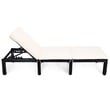 Costway 2 Pieces Rattan Patio Garden Lounge Chaise Chair with Cushion in White