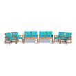 Costway 8 Pieces Acacia Wood Patio Furniture Set with Cushion in Turquoise
