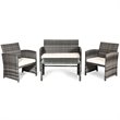 Costway 8 Pieces Rattan Patio Conversation Furniture Set with Cushion in Gray
