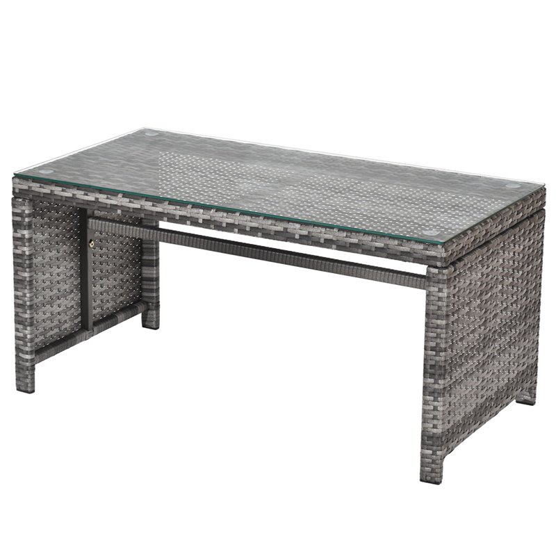 Costway 8 Pieces Rattan Patio Conversation Furniture Set with Cushion in Gray