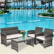Costway 8 Pieces Rattan Patio Conversation Furniture Set with Cushion in Gray