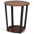 Costway Contemporary Metal and Engineered Wood End Tables in Brown (Set of 2)