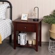 Costway Contemporary MDF and Pine Wood Nightstands in Brown (Set of 2)