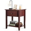 Costway Contemporary MDF and Pine Wood Nightstands in Brown (Set of 2)