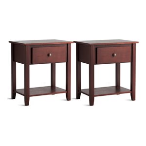 costway contemporary mdf and pine wood nightstands in brown (set of 2)