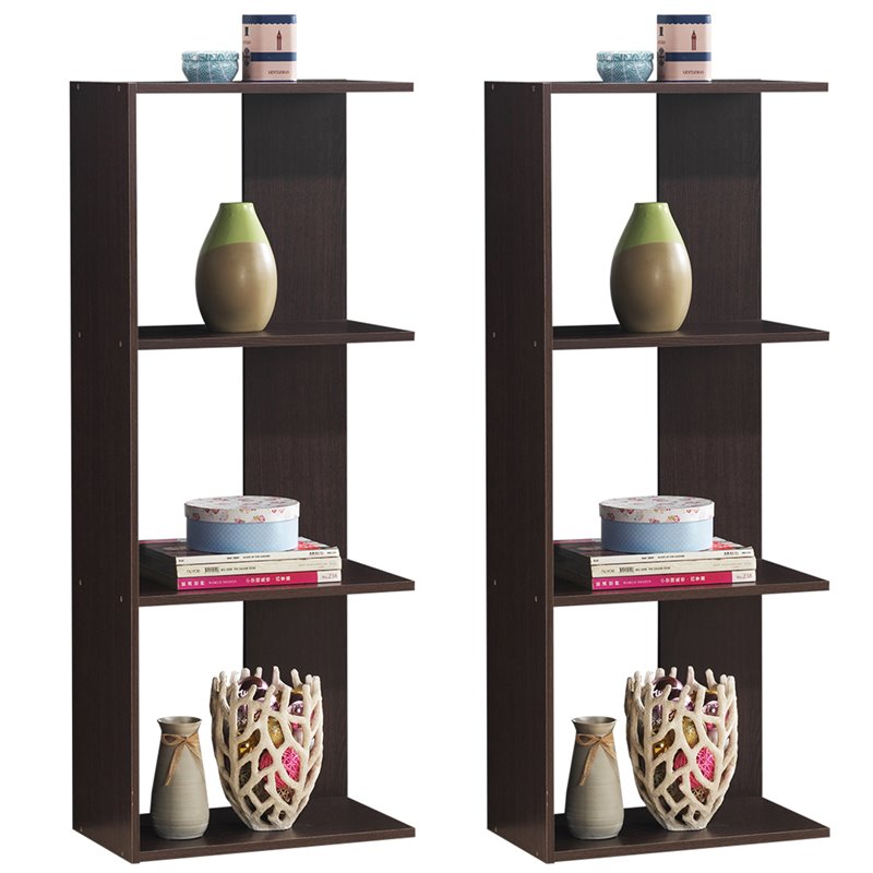 Costway 3-Tier Contemporary Engineered Wood Bookshelves in Brown (Set of 2)
