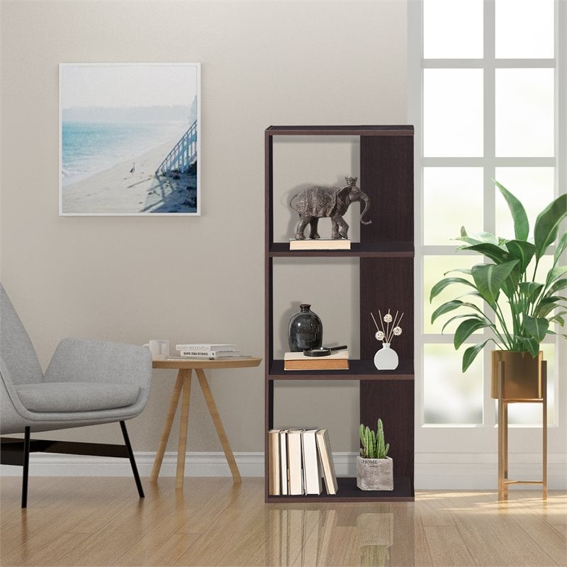 Costway 3-Tier Contemporary Engineered Wood Bookshelves in Brown (Set of 2)