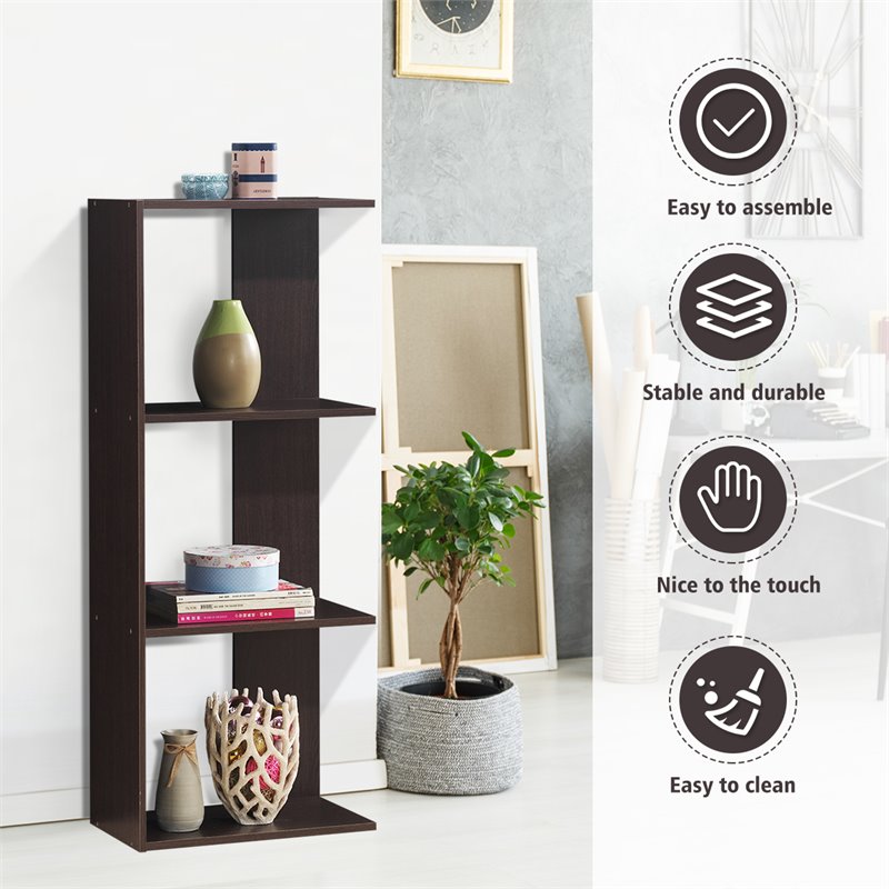 Costway 3-Tier Contemporary Engineered Wood Bookshelves in Brown (Set of 2)
