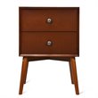 Costway MDF and Rubber Wood Nightstands with 2 Drawers in Brown (Set of 2)