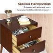 Costway MDF and Rubber Wood Nightstands with 2 Drawers in Brown (Set of 2)