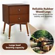 Costway MDF and Rubber Wood Nightstands with 2 Drawers in Brown (Set of 2)