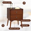 Costway MDF and Rubber Wood Nightstands with 2 Drawers in Brown (Set of 2)