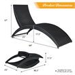 Costway 2 Pieces Rattan Folding Patio Lounge Chaise Chair with Cushion in Black