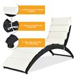 Costway 2 Pieces Rattan Folding Patio Lounge Chaise Chair with Cushion in Black