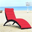 Costway 2 Pieces Rattan Folding Patio Lounge Chaise Chair with Cushion in Red