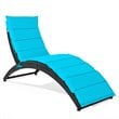 Costway 2 Pieces Rattan Folding Patio Lounge Chaise Chair in Turquoise