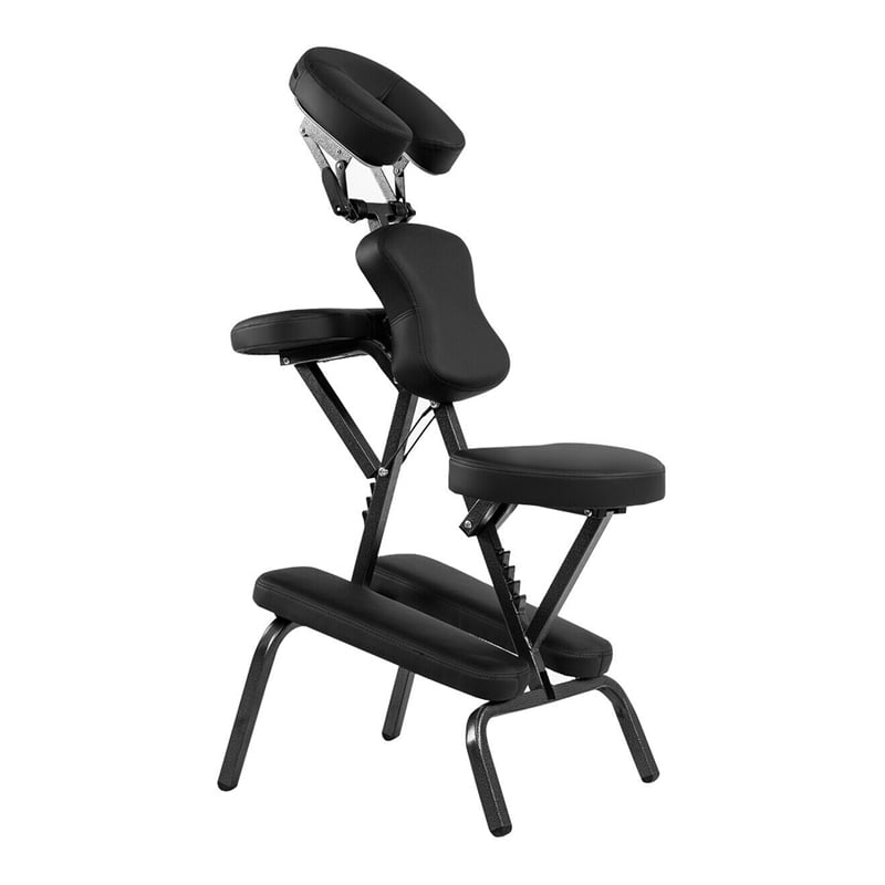 Costway Polyurethane Travel Massage Tattoo Spa Chair with Carrying Bag in Black
