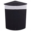 Costway Bamboo and Cotton Corner Hamper Laundry Basket in Black