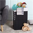 Costway Bamboo and Cotton Corner Hamper Laundry Basket in Black