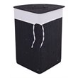 Costway Bamboo and Cotton Corner Hamper Laundry Basket in Black