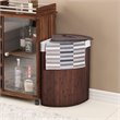 Costway Bamboo and Cotton Corner Hamper Laundry Basket in Brown