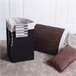 Costway Bamboo and Cotton Corner Hamper Laundry Basket in Brown