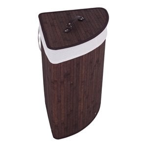 Costway Bamboo and Cotton Corner Hamper Laundry Basket in Brown