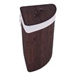 Costway Bamboo and Cotton Corner Hamper Laundry Basket in Brown