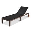 Costway 2 Pieces Adjustable Rattan Patio Lounge Chair with Wheels in White