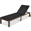 Costway 2 Pieces Adjustable Rattan Patio Lounge Chair with Wheels in Turquoise