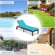 Costway 2 Pieces Adjustable Rattan Patio Lounge Chair with Wheels in Turquoise