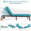 Costway 2 Pieces Adjustable Rattan Patio Lounge Chair with Wheels in Turquoise