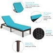 Costway 2 Pieces Adjustable Rattan Patio Lounge Chair with Wheels in Turquoise