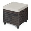 Costway 4 Pieces Rattan Outdoor Patio Ottoman with Cushion Seat in Brown