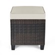 Costway 4 Pieces Rattan Outdoor Patio Ottoman with Cushion Seat in Brown