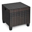 Costway 4 Pieces Rattan Outdoor Patio Ottoman with Cushion Seat in Brown