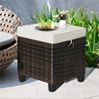 Costway 4 Pieces Rattan Outdoor Patio Ottoman with Cushion Seat in Brown