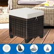 Costway 4 Pieces Rattan Outdoor Patio Ottoman with Cushion Seat in Brown