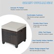 Costway 4 Pieces Rattan Outdoor Patio Ottoman with Cushion Seat in Brown