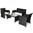 Costway 8 Pieces Rattan Patio Conversation Furniture Set with Cushion in Black