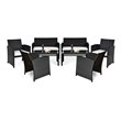 Costway 8 Pieces Rattan Patio Conversation Furniture Set with Cushion in Black