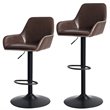 Costway Leather and Iron Adjustable Swivel Bar Stools in Brown (Set of 2)
