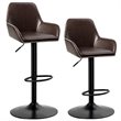 Costway Leather and Iron Adjustable Swivel Bar Stools in Brown (Set of 2)