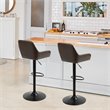 Costway Leather and Iron Adjustable Swivel Bar Stools in Brown (Set of 2)
