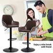Costway Leather and Iron Adjustable Swivel Bar Stools in Brown (Set of 2)